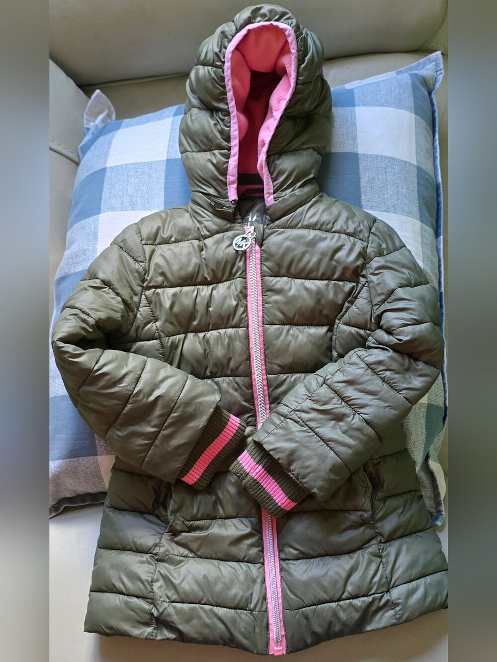 Green & Pink Girls Coat Michael Kors 3T Wicked Winter Hood